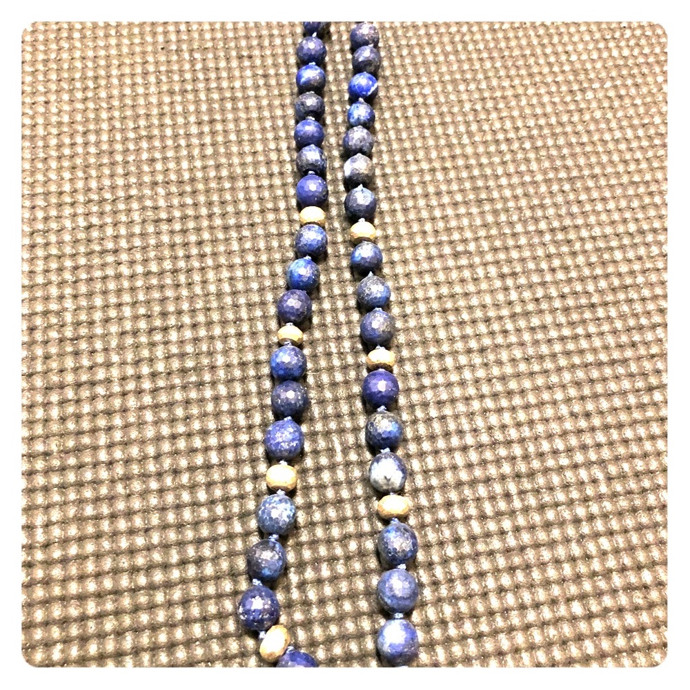 Lapis and Fool’s Gold beaded necklace.